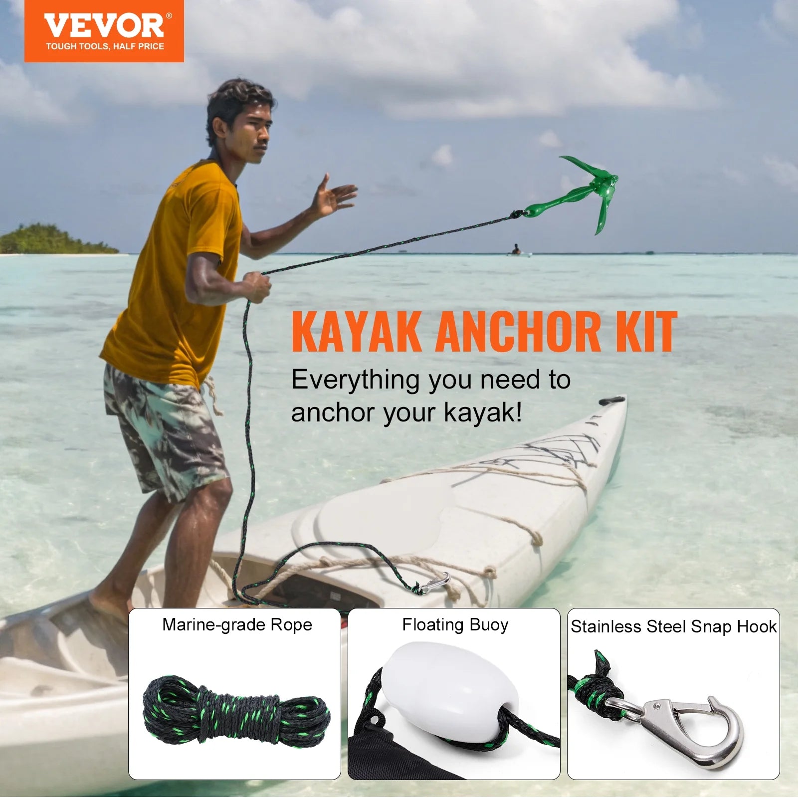 Paddle Board Anchor Kit with 26.2 ft Rope and Buoy V974596