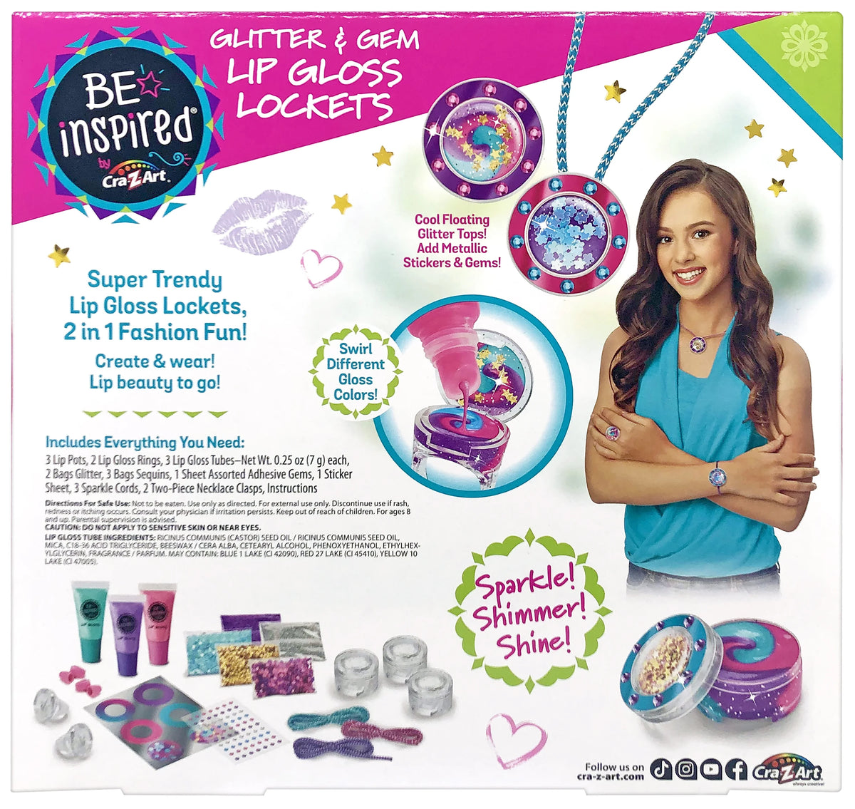 Glitter & Gem Lip Gloss Lockets Multicolor Craft Kit O84134