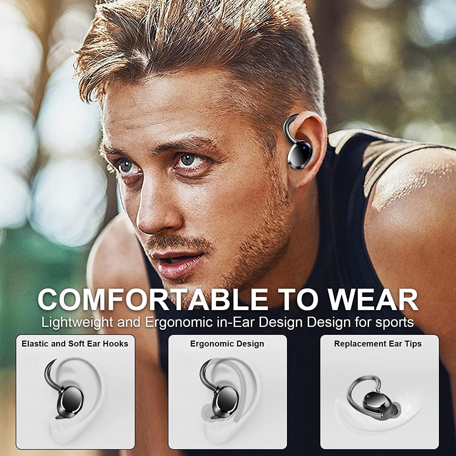 Wireless Bluetooth 5.1 Earbuds with Earhooks, IP7 Waterproof, 48H Playtime, Pack of 2 V214998