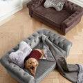 Tufted Dog Sofa Faux Leather Y156
