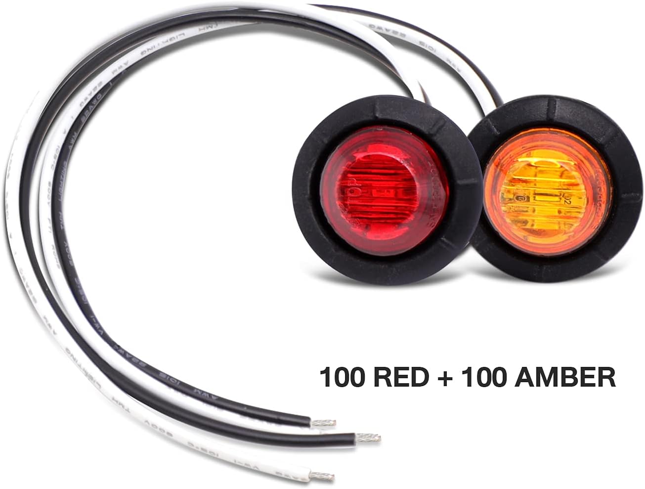 Pack of 200 3/4 Inch Amber LED Side Marker Lights E709