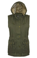 Olive Ladies' Canvas Utility Vest with Removable Hood C21022