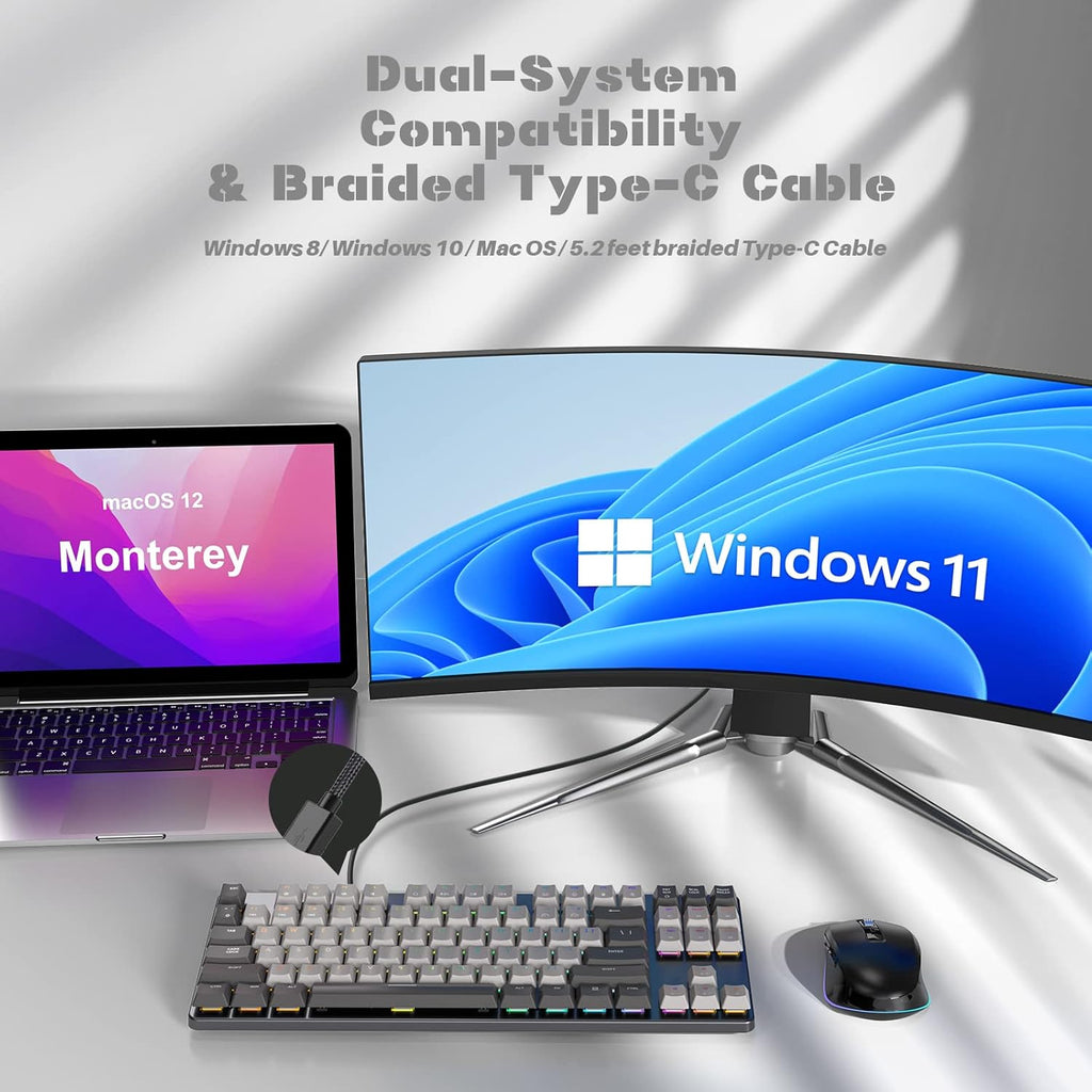 87 Keys RGB Mechanical Keyboard, Low Profile Aluminum TKL Hot-Swappable Ultra-Slim U281935