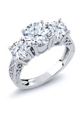 925 Sterling Silver White Topaz 3-Stone Ring C12646