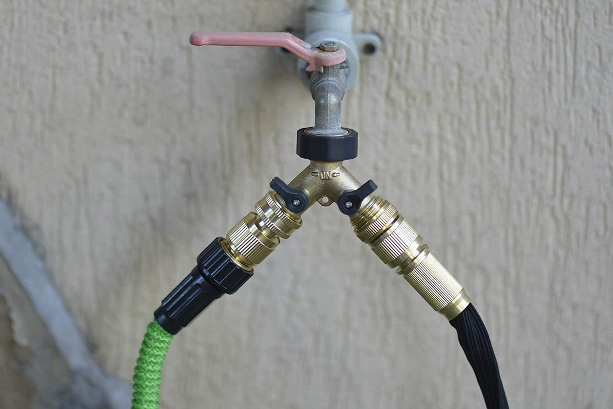Solid Brass 3/4 inch GHT Garden Hose Quick Connector Set, Pack of 2 O28204