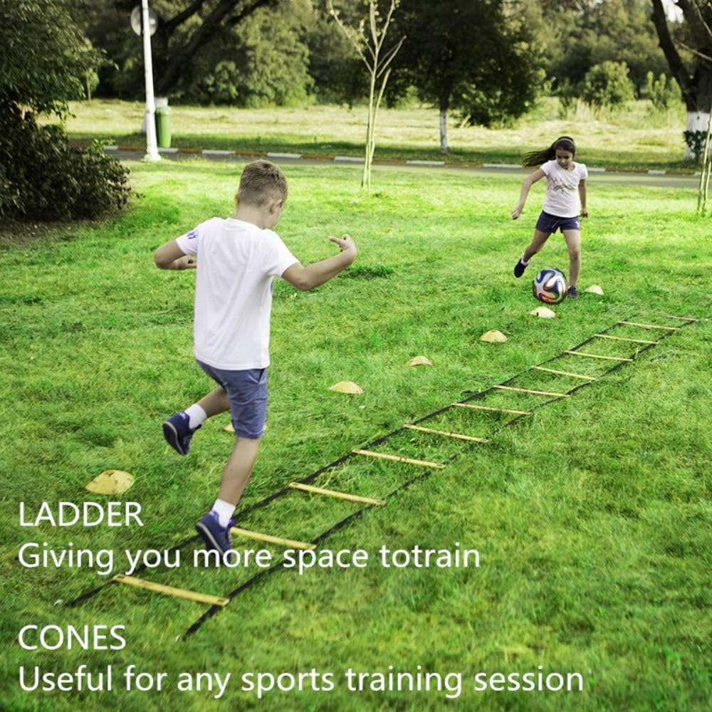 Speed Agility Training Kit with Agility Ladder, 5 Cones, Resistance Parachute, 4 Metal Stakes & Carrying Bag E38022