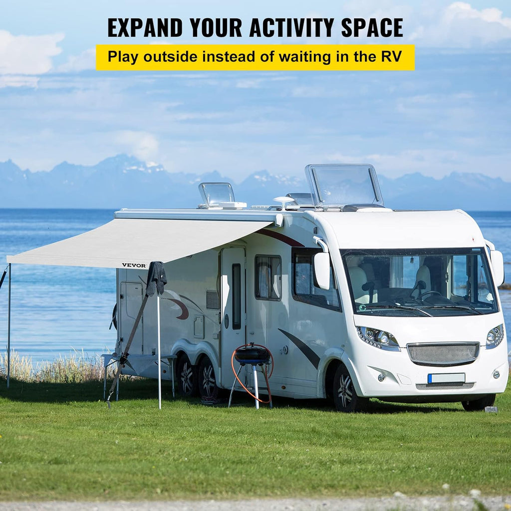 White 15 FT Vinyl RV Awning Replacement Fabric Q8904