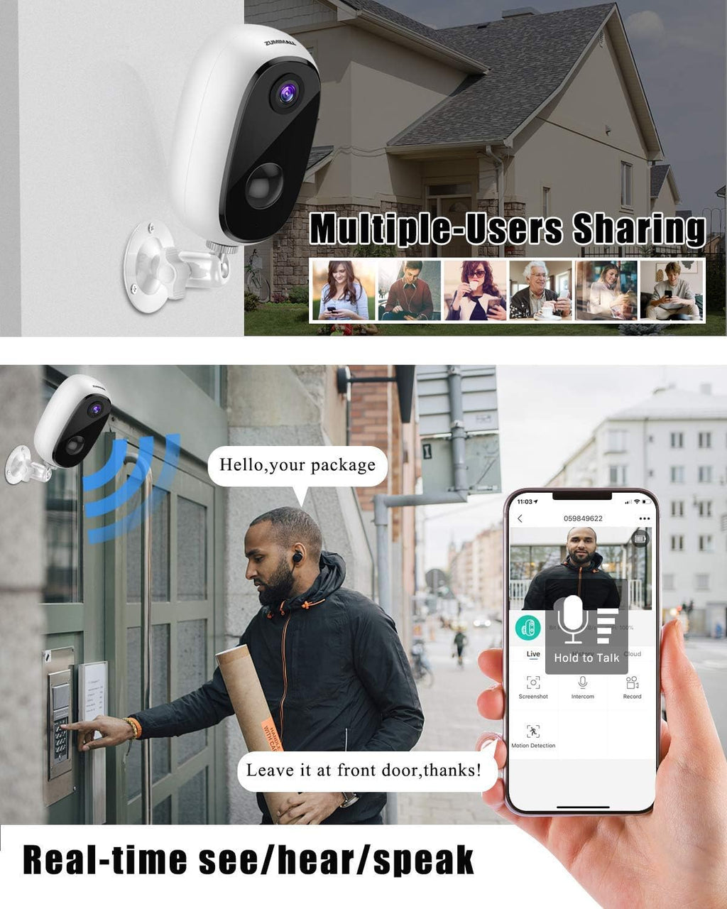 1080P Wireless WiFi Outdoor Security Camera with Rechargeable Battery M5688