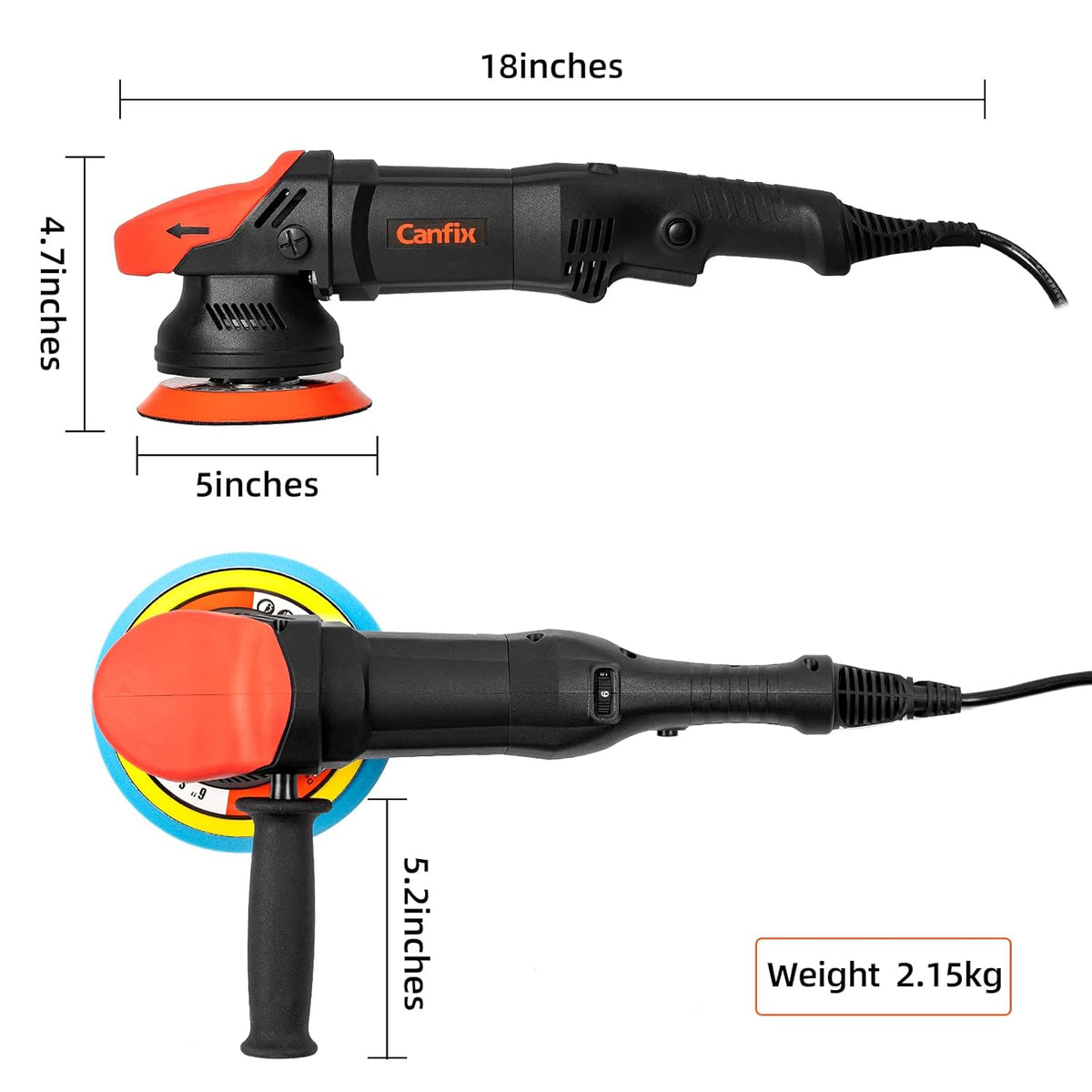 5 inch Dual Action Random Orbital Car Polisher with 9pcs Detailing kit W116591