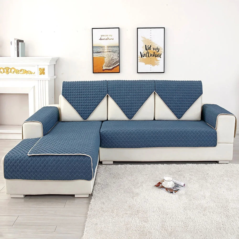 Grey L-Shaped Sectional Couch Cover Furniture Protector H2332