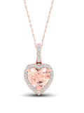 10k Rose Gold Morganite Diamond Halo Pendant Necklace X402