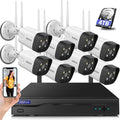 Wireless Security Camera System, 8Pcs 5.0MP CCTV Home Wi-Fi IP Cameras, 8 Channel NVR, 4TB HDD, IP67 M25796
