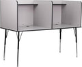 Double Wide Study Carrel with Adjustable Legs and Top Shelf in Nebula Grey Y962