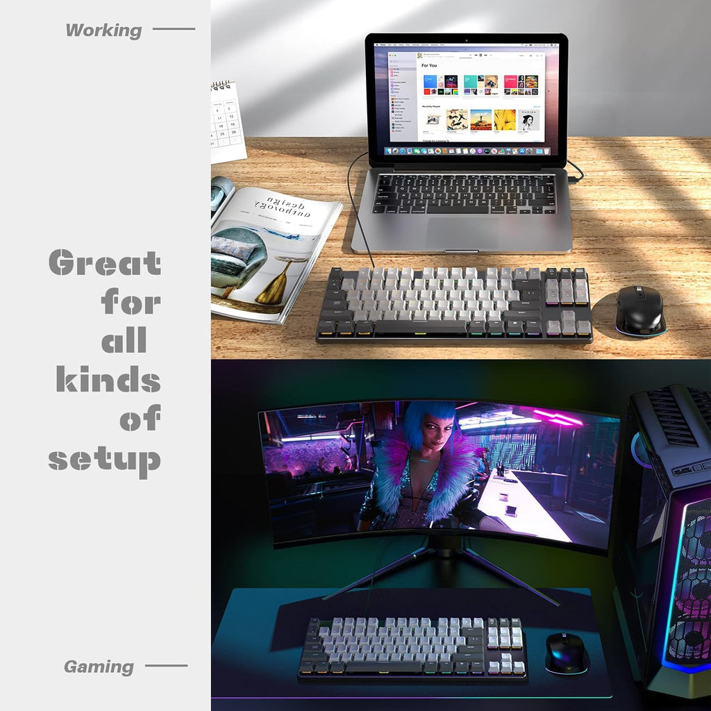 87 Keys RGB Mechanical Keyboard, Low Profile Aluminum TKL Hot-Swappable Ultra-Slim U281935