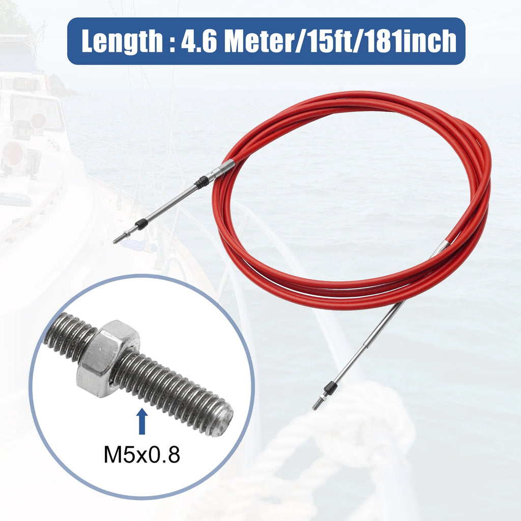 2pcs 15ft Marine Throttle Shift Remote Control Box Cable for Outboard Engine Boat Red Y432948