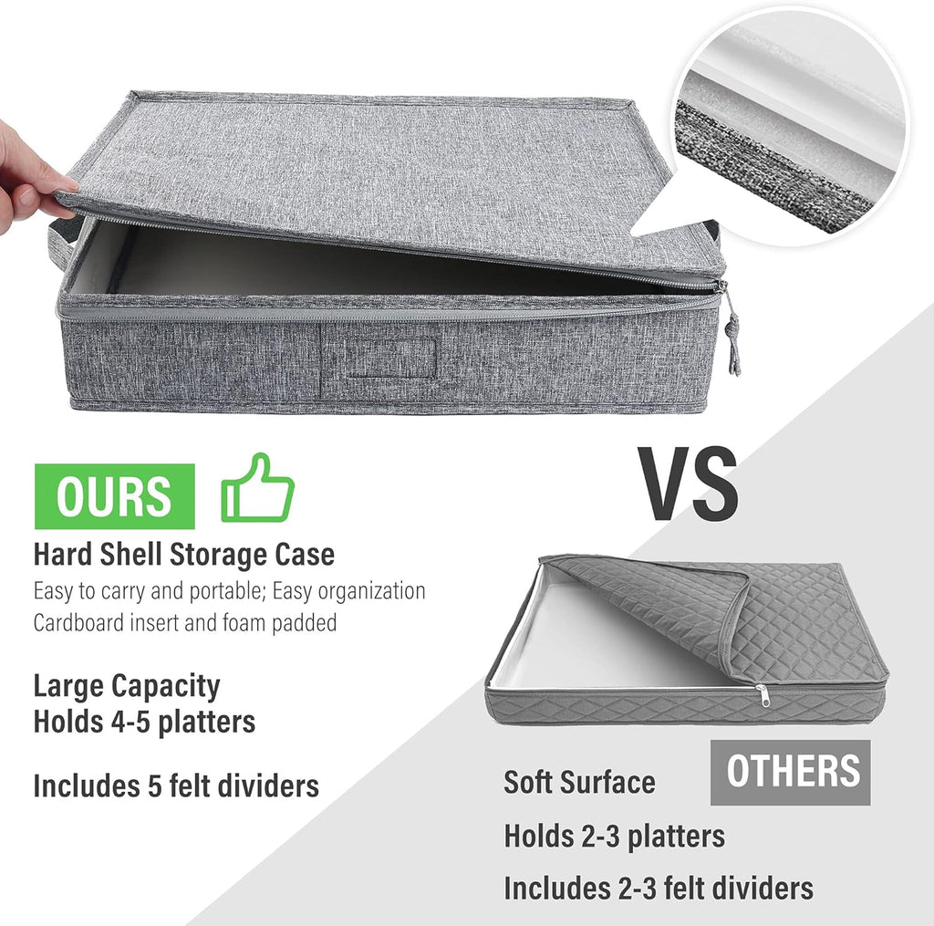 17x13x3.5 in Hard Shell Platter Storage Case, Pack of 2 K658897