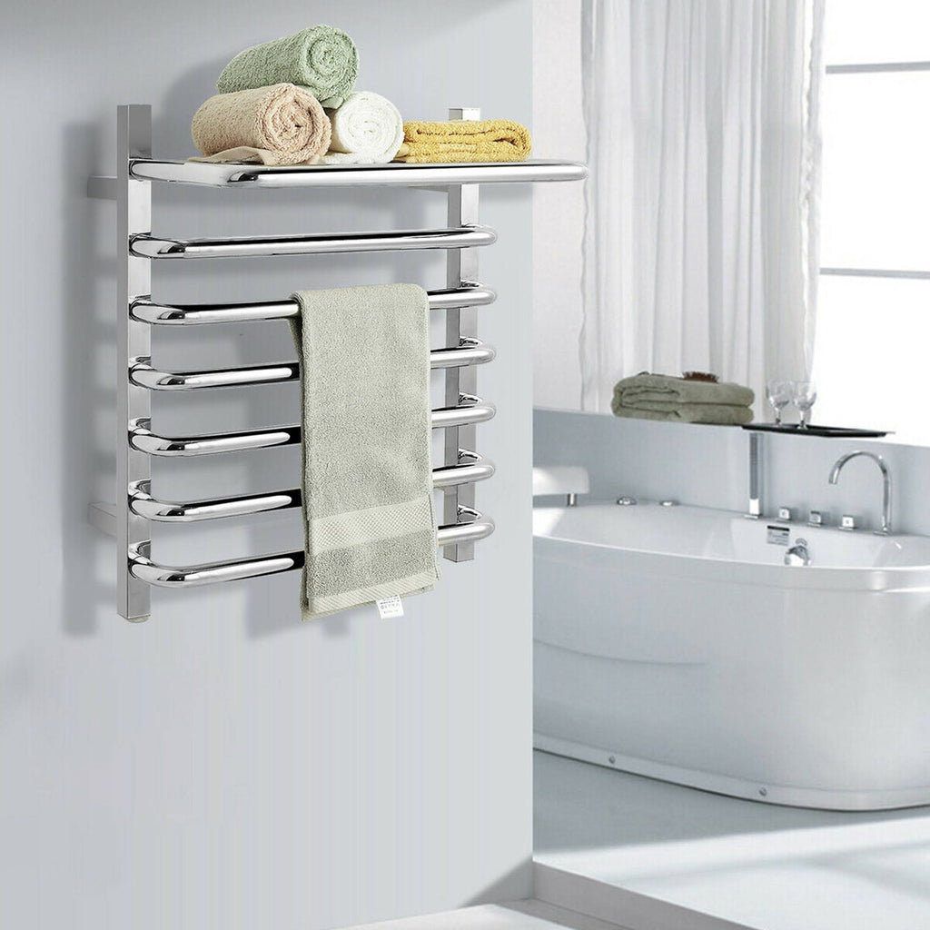 Wall Mounted Towel Warmer Stainless Steel Towel Rack with Top Shelf W969424