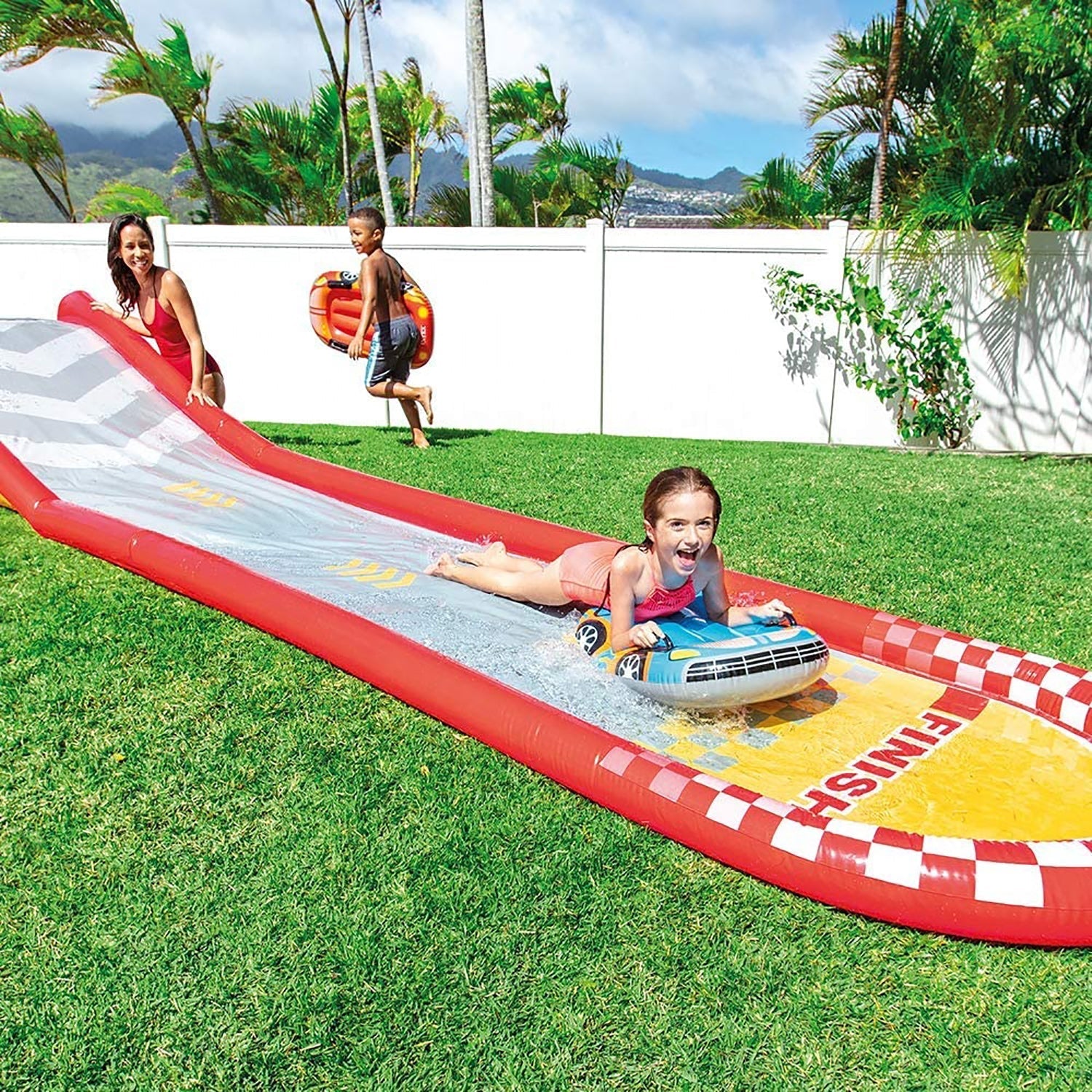 Red Inflatable Slide Mat with 2 Surfboards Z6131
