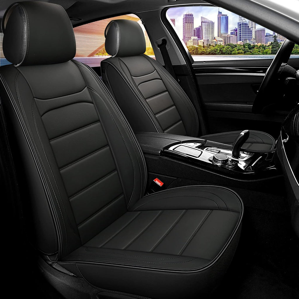 Gray Leather Car Seat Covers 2 PCS Front P37231