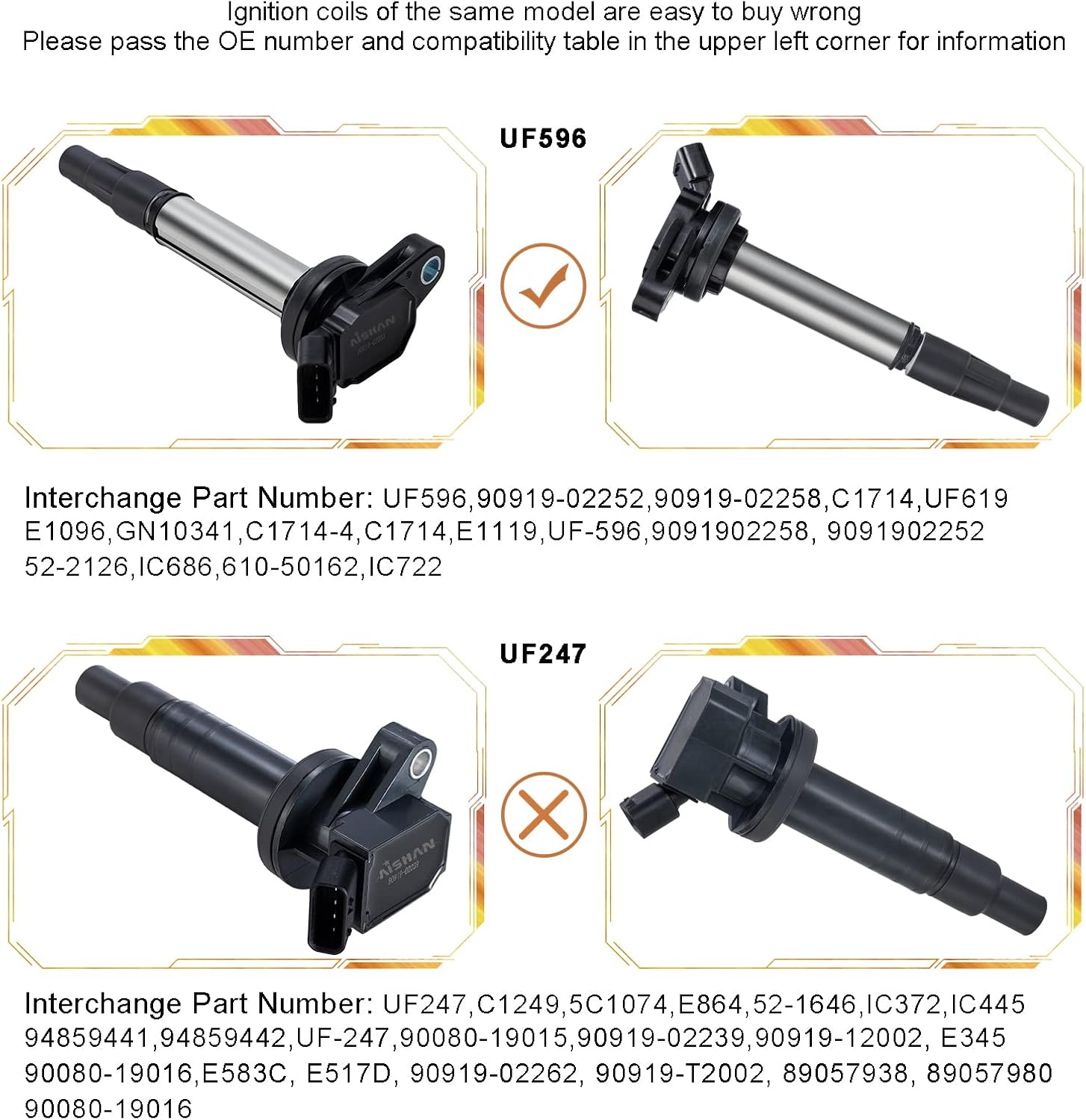 Set of 4 Ignition Coil Pack for 2009-2017 Corolla 1.8L 2.4L L4 Prius O310