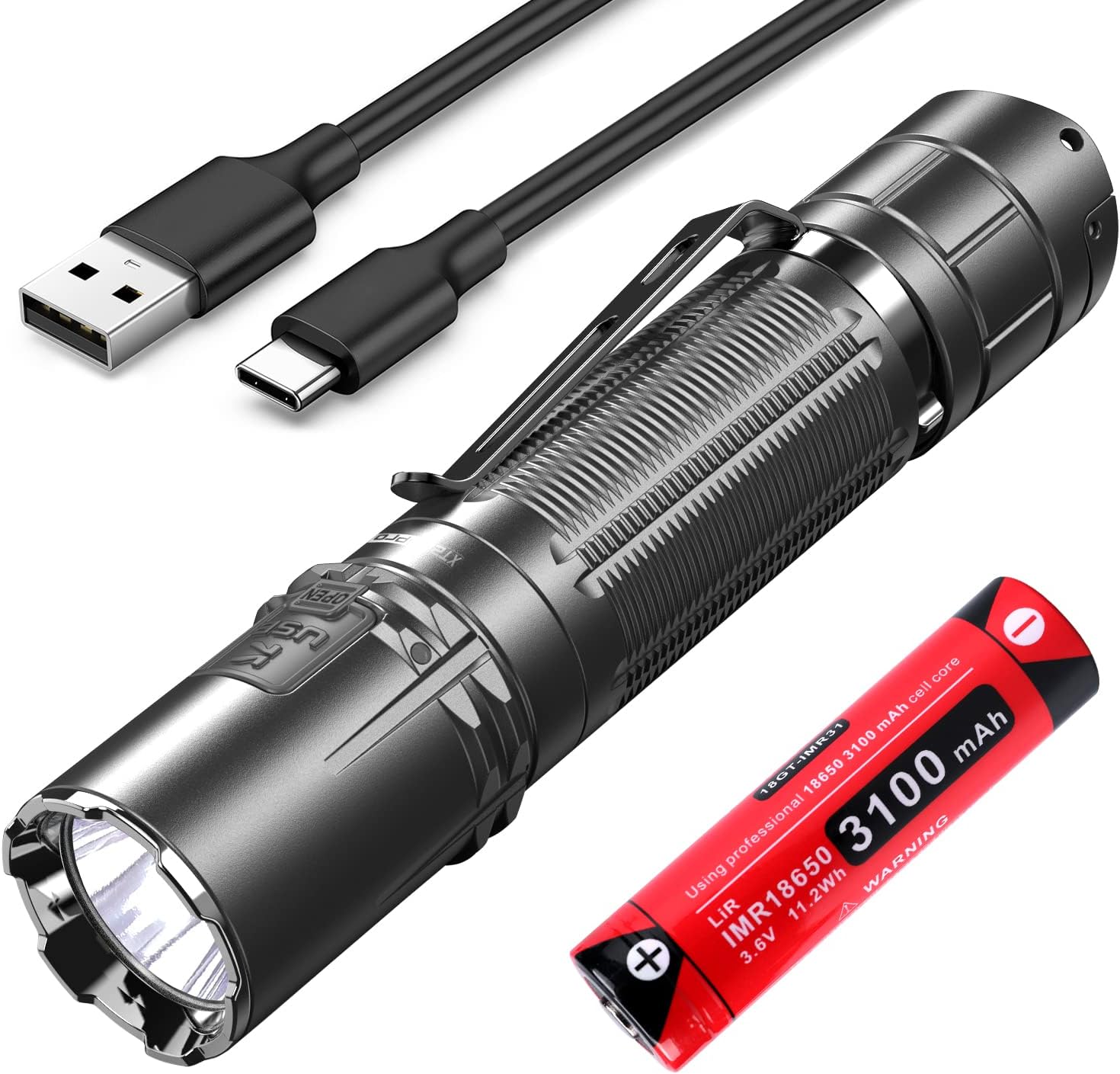 Tactical Flashlight, Dual Tail Switches, 3200 Lumens, 5000mAh 21700 Battery L535