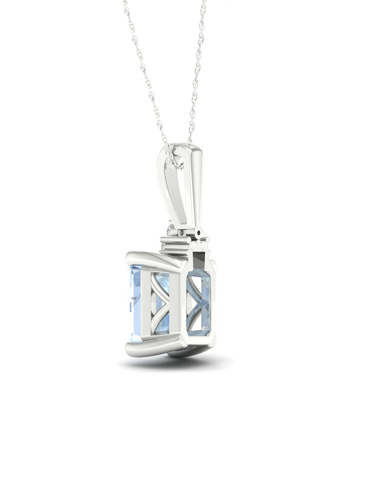10K White Gold Aquamarine Diamond Necklace U42462