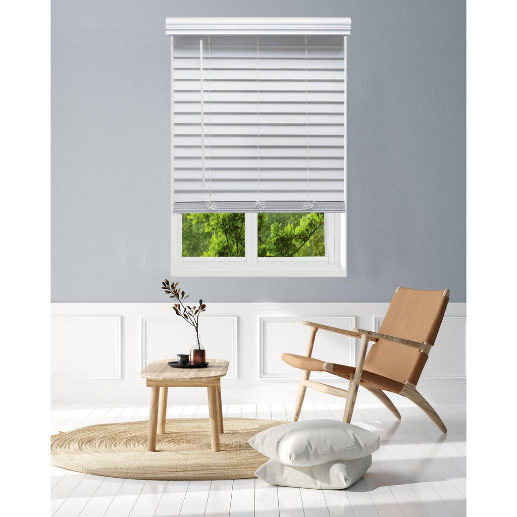White Faux Wood Cordless Blinds T8041