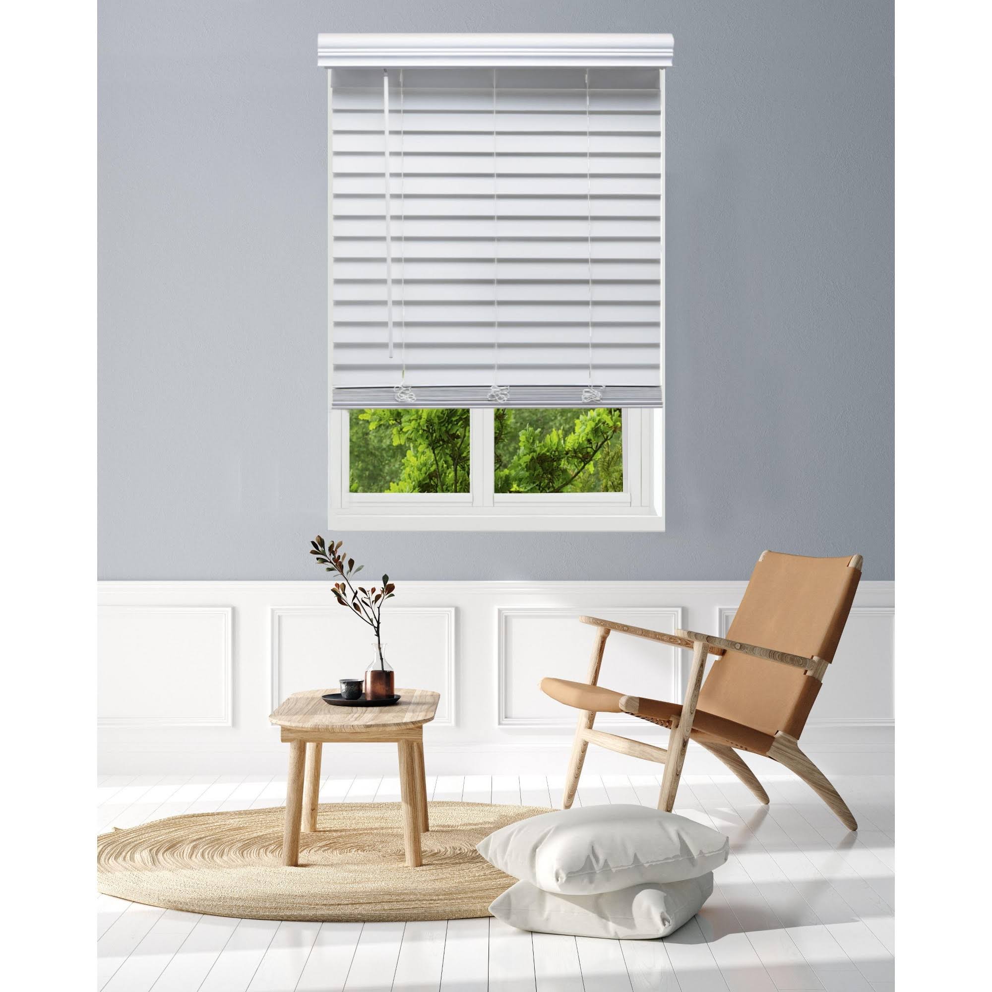 White Faux Wood Cordless Blinds T8041