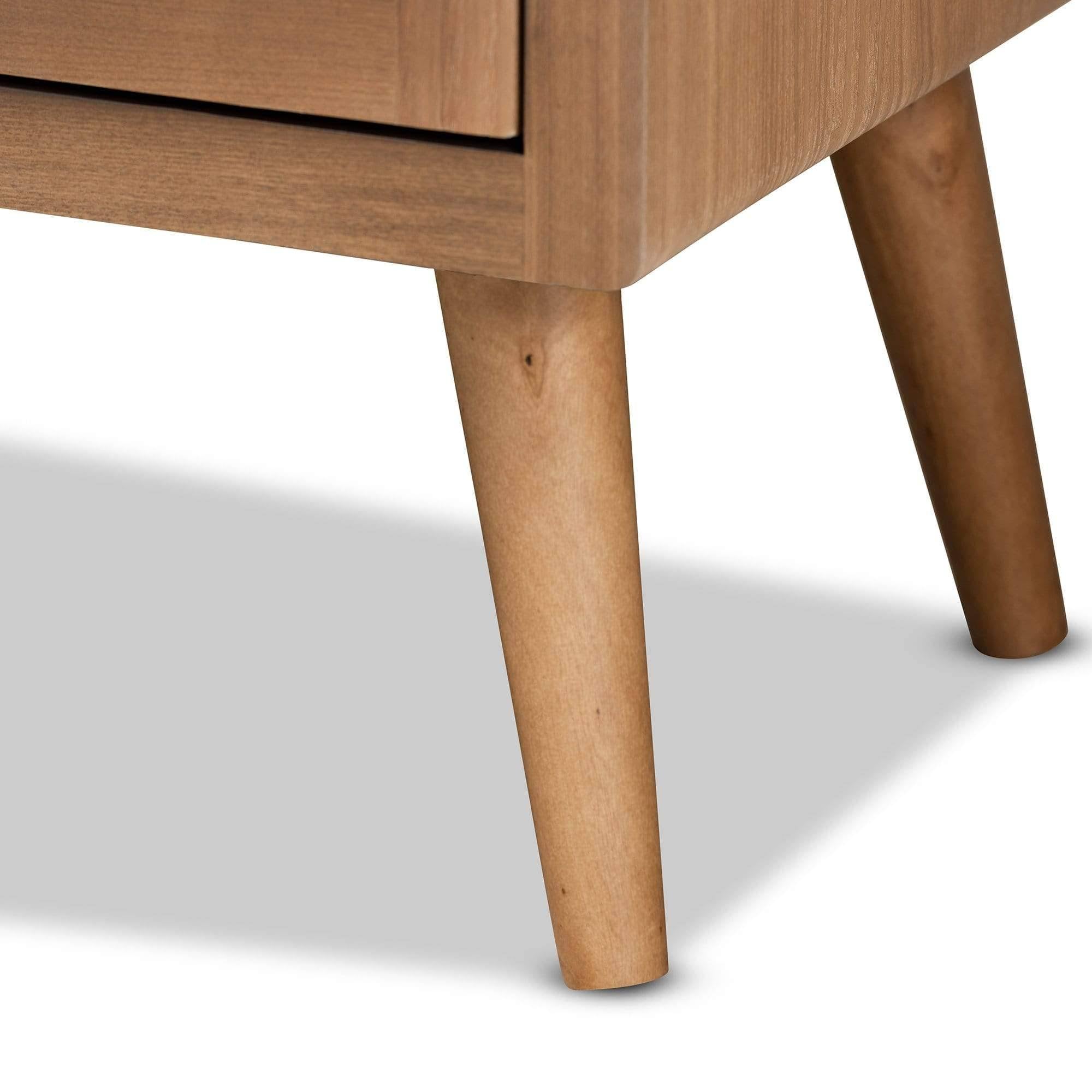 Oak Wood and Rattan 2-Door Accent Storage Cabinet Z27104