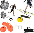 Speed Agility Training Kit with Agility Ladder, 5 Cones, Resistance Parachute, 4 Metal Stakes & Carrying Bag E38022