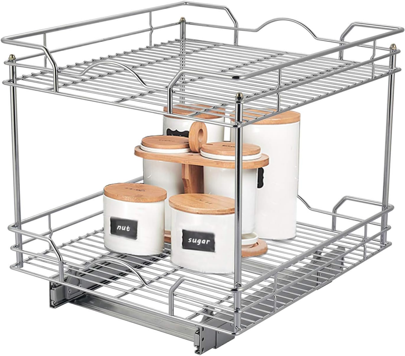 2 Tier Chrome Slide Out Cabinet Organizer Y7874