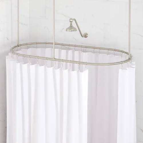 Oval Brass Shower Ring and Ceiling Supports - Brushed Nickel I3707