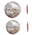 4pcs Glitter Sequin Beach Balls Round Transparent PVC Inflatable Ball Toys with Pumps R263804