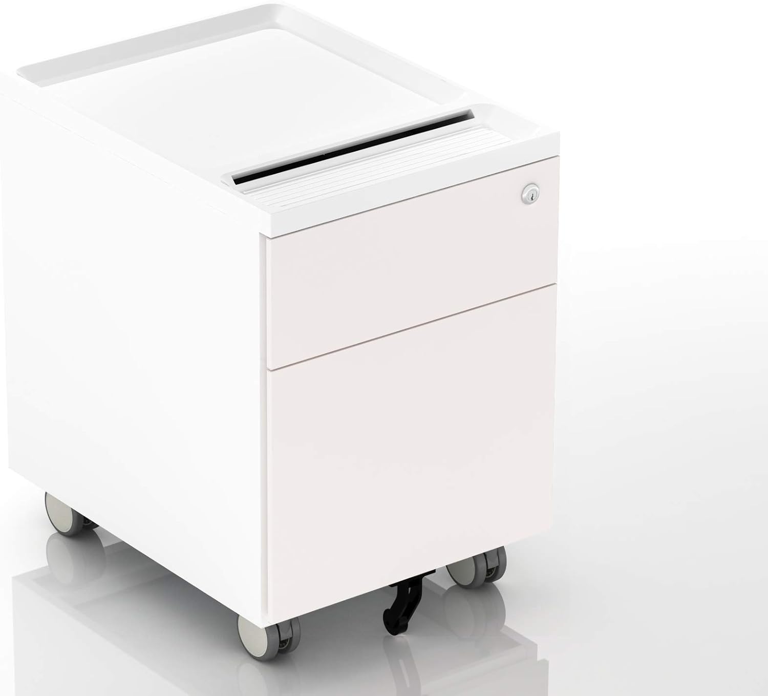 Light Green 2-Drawer Mobile Filing Cabinet with Lock and Casters U943