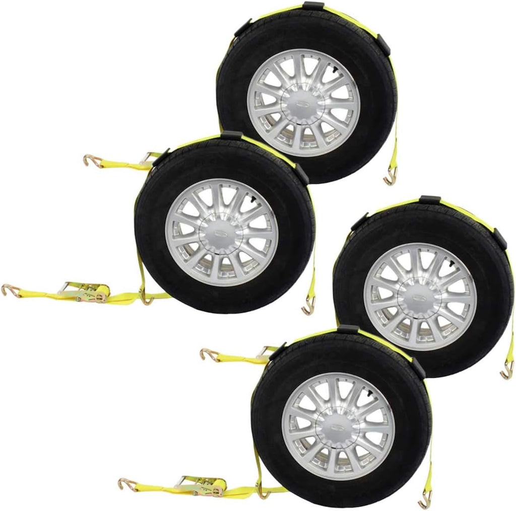 2-Inch Wide Polyester Wheel Strap with Ratchet, 3,333 Pound Working Load Limit, 4 Pack X39685