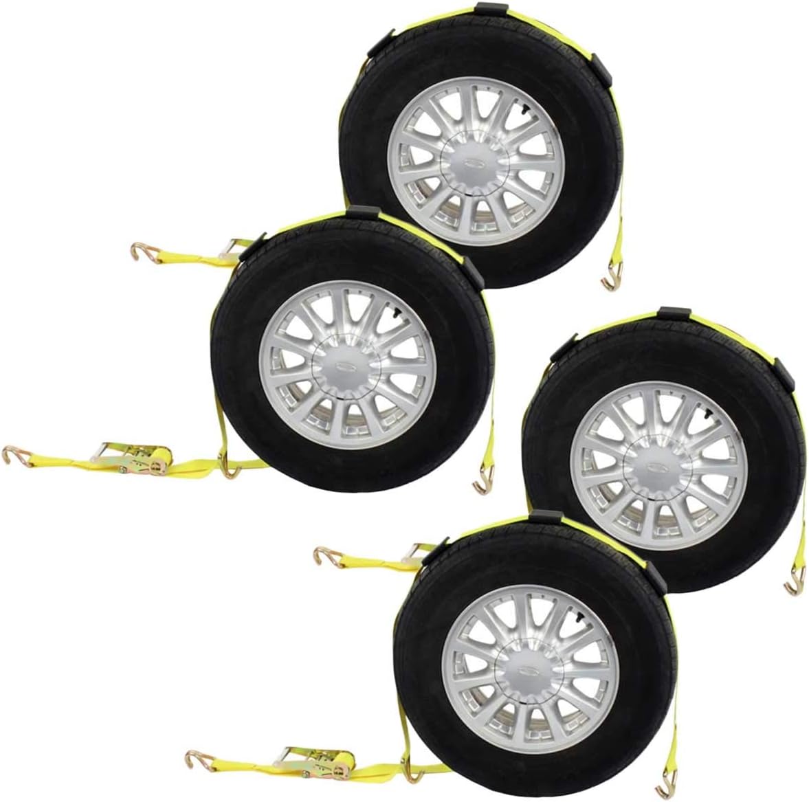 2-Inch Wide Polyester Wheel Strap with Ratchet, 3,333 Pound Working Load Limit, 4 Pack X39685