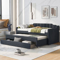 Twin Size Upholstered Daybed with Trundle and Drawers, Dark Gray G5128