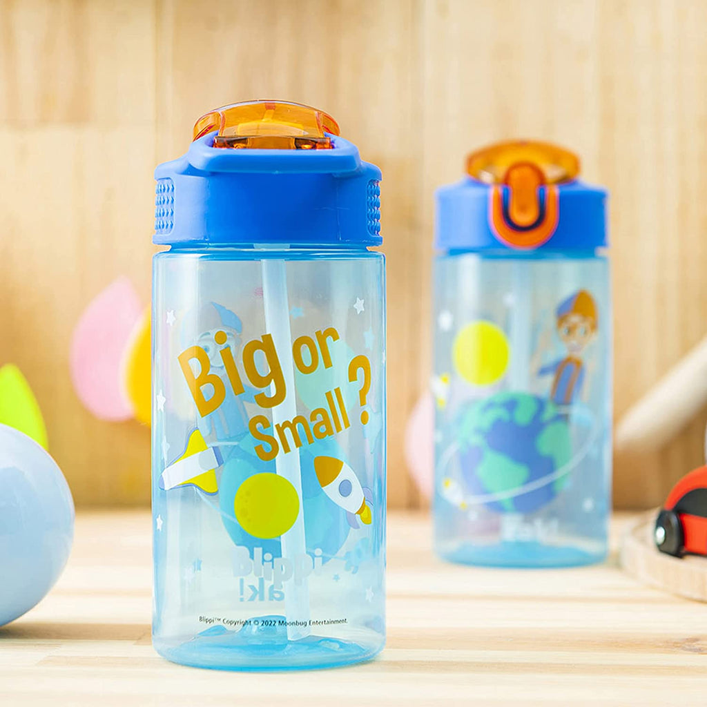 16 oz Pack of 2 Kids Water Bottle with Spout Cover and Carrying Loop L504836