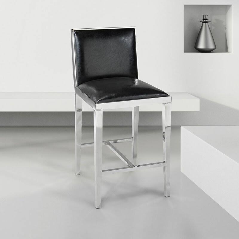 Faux Leather Counter Stool in Black S92763