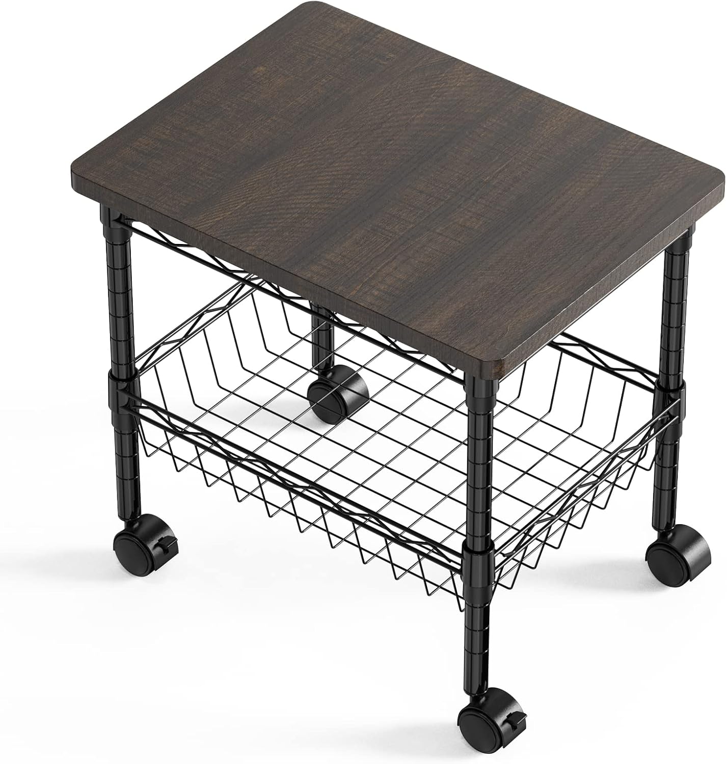 Printer Stand with Storage, Metal Printer Cart, Heavy Duty Printer Table U65409