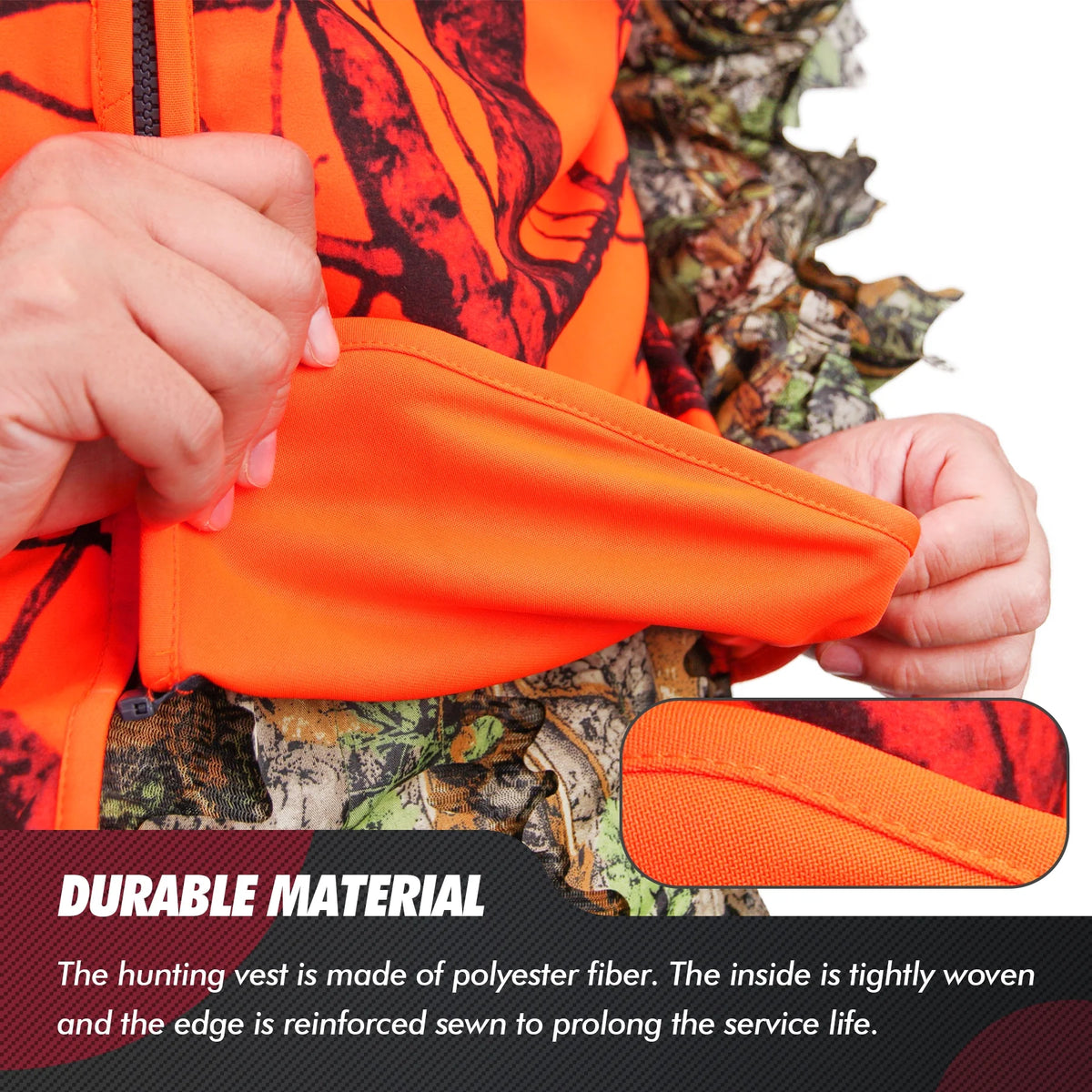 Orange Lightweight Hunting Vest with Zipper Closure (M) C75514