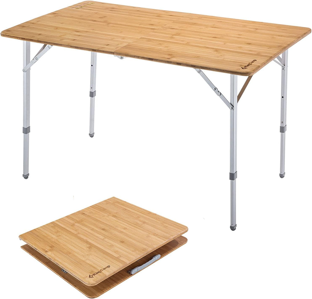 Bamboo Folding Table with Adjustable Height Aluminum Legs P47706