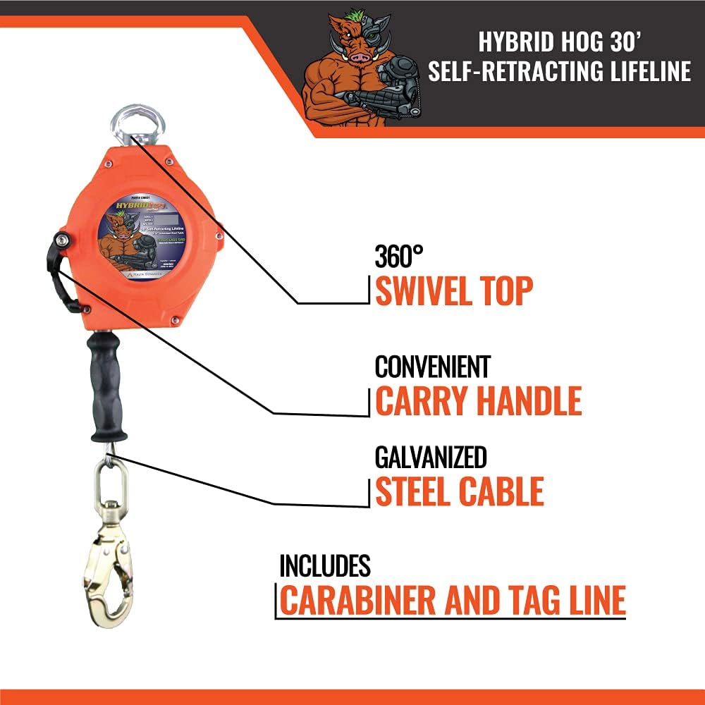 Self Retracting Lifeline 30' Fall Protection Retractable Safety Lanyard X477382
