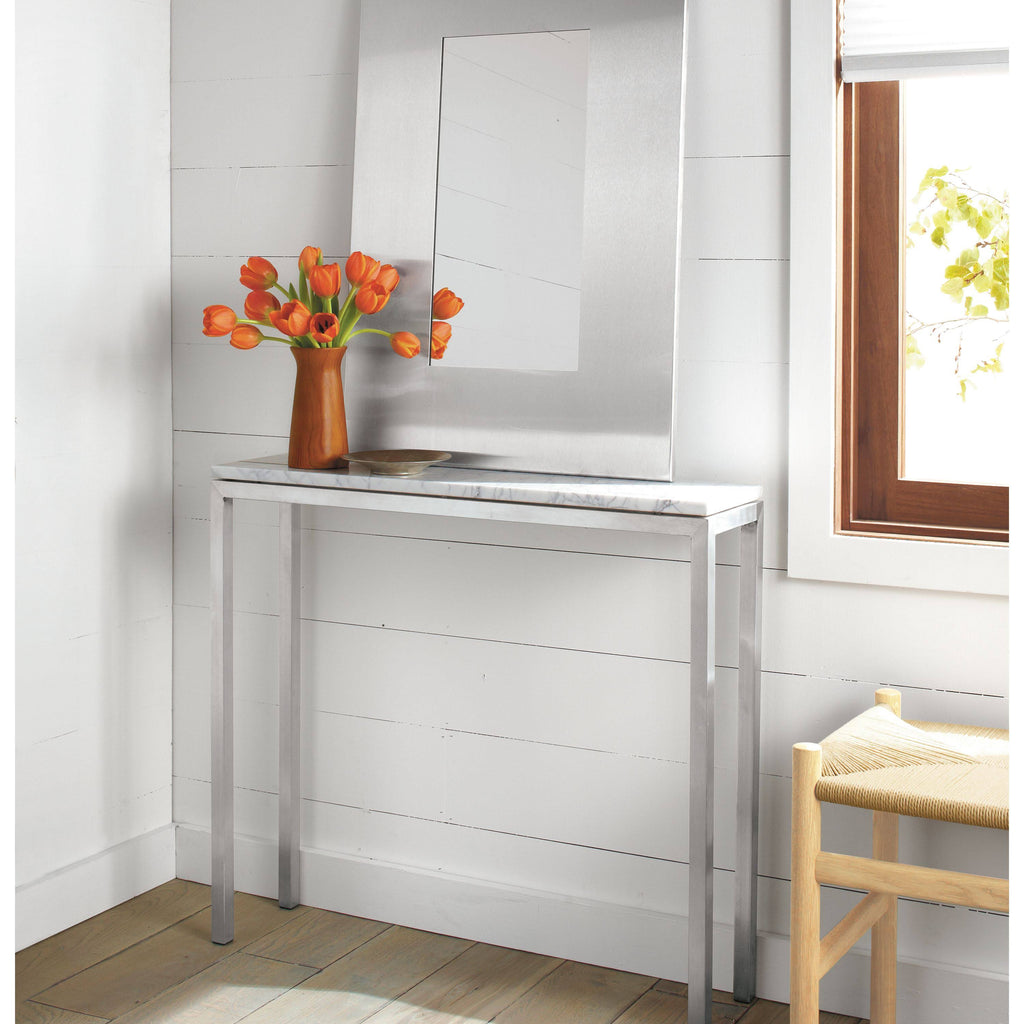 White Parsons Console Table with Quartz Top G39491