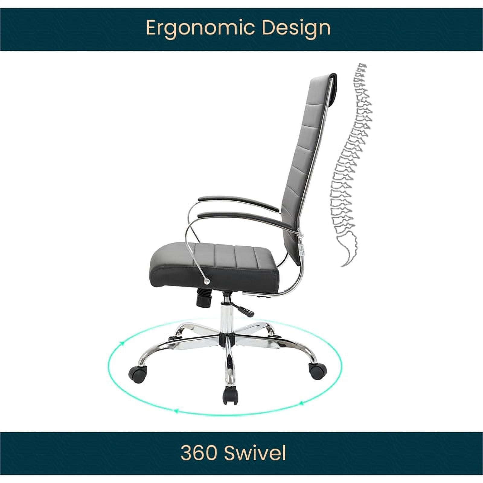 Black Leather High-Back Swivel Office Chair V6768