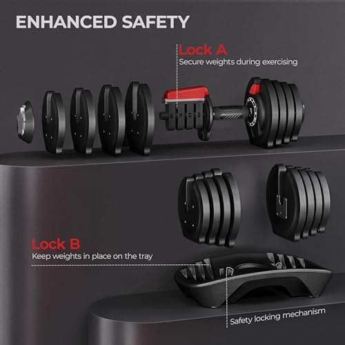 Adjustable Dumbbell Set 40LB/52.5LB/90LB with Anti-Slip Handle D38528
