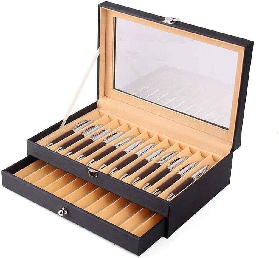 36 Piece Glass Pen Display Case with Drawer T489