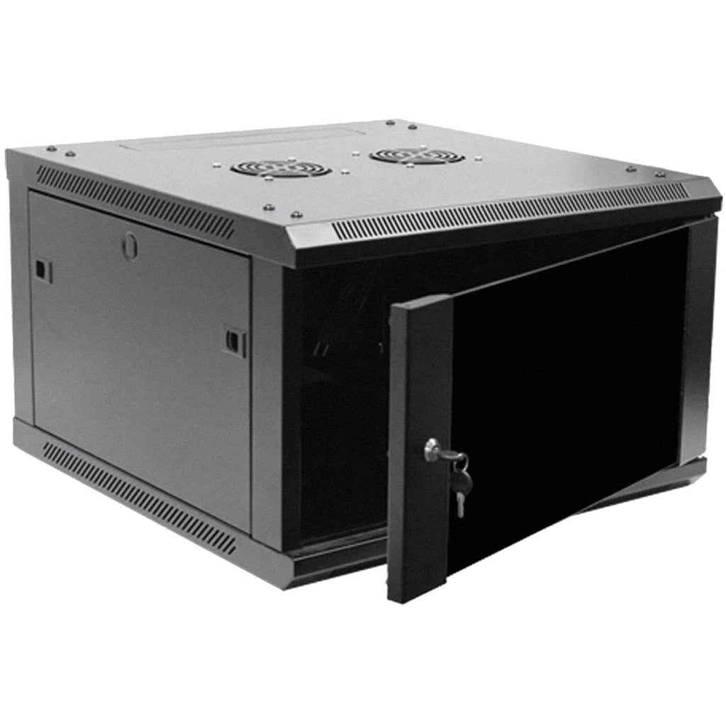 6U Wallmount Cabinet Enclosure 19-inch Server Network Rack with Locking Glass Door Black Z985