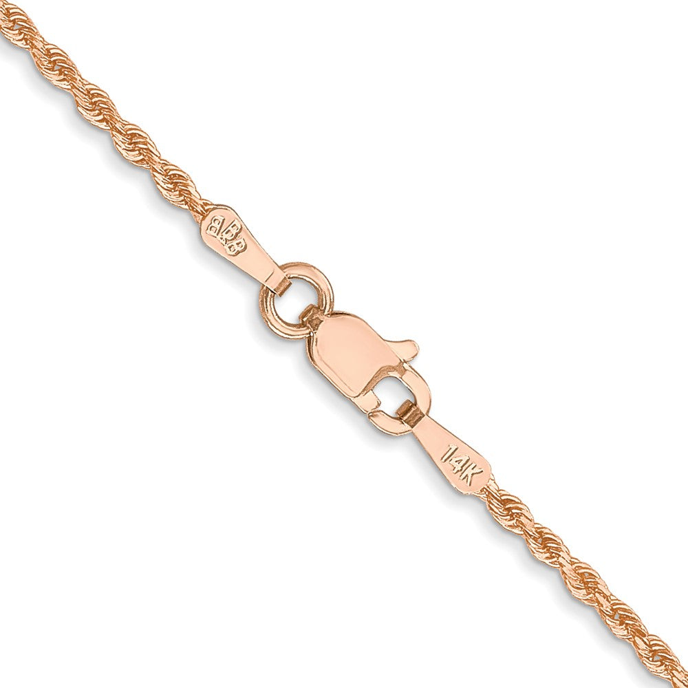 14K Rose Gold 16 inch 1.5mm Diamond-cut Rope Chain with Lobster Clasp Q30131
