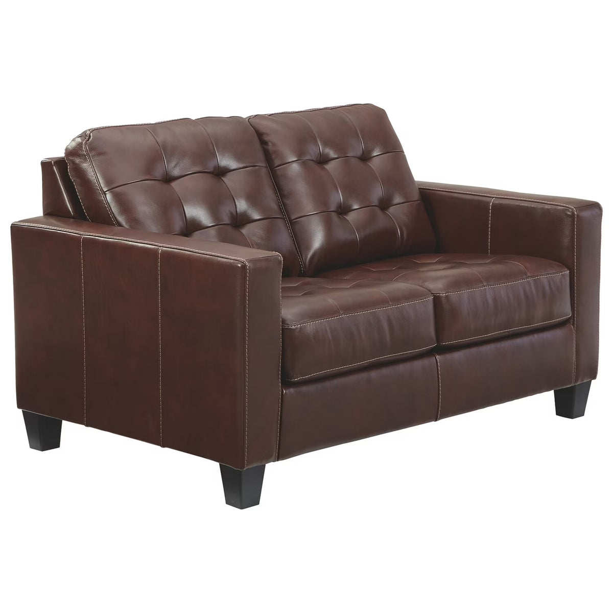 Brown Leatherette Loveseat with Track Armrests P500